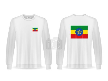 Illustration for Sweatshirt with Ethiopia flag on a white background. Vector illustration. - Royalty Free Image