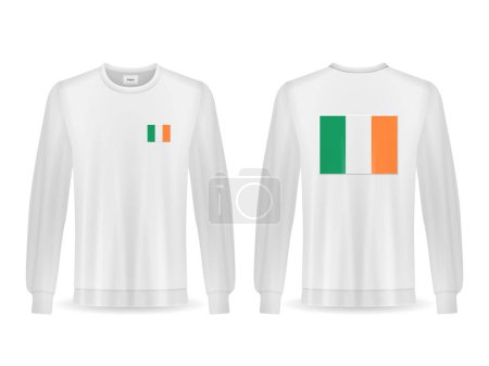 Téléchargez les illustrations : Sweat avec drapeau irlandais sur fond blanc. Illustration vectorielle. - en licence libre de droit