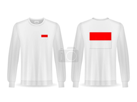 Illustration for Sweatshirt with Indonesia flag on a white background. Vector illustration. - Royalty Free Image