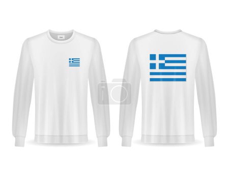 Téléchargez les illustrations : Sweat avec drapeau grec sur fond blanc. Illustration vectorielle. - en licence libre de droit