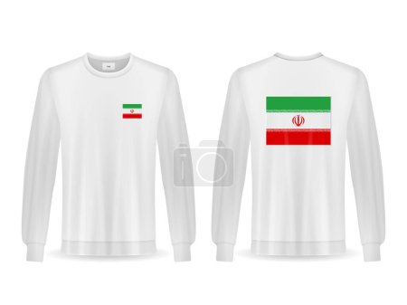 Téléchargez les illustrations : Sweat avec drapeau iranien sur fond blanc. Illustration vectorielle. - en licence libre de droit