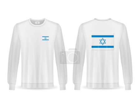 Téléchargez les illustrations : Sweat-shirt avec drapeau israélien sur fond blanc. Illustration vectorielle. - en licence libre de droit