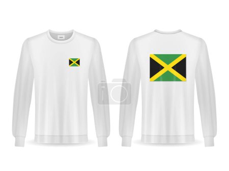 Téléchargez les illustrations : Sweat avec drapeau jamaïcain sur fond blanc. Illustration vectorielle. - en licence libre de droit