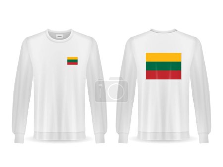Téléchargez les illustrations : Sweat avec drapeau lituanien sur fond blanc. Illustration vectorielle. - en licence libre de droit
