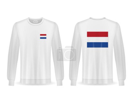 Téléchargez les illustrations : Sweat avec drapeau néerlandais sur fond blanc. Illustration vectorielle. - en licence libre de droit