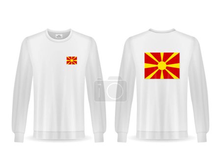 Téléchargez les illustrations : Sweat avec drapeau de Macédoine du Nord sur fond blanc. Illustration vectorielle. - en licence libre de droit
