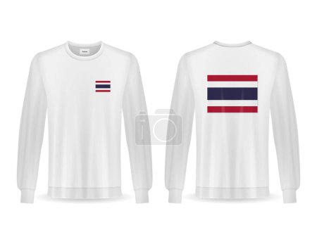 Téléchargez les illustrations : Sweat avec drapeau thaïlandais sur fond blanc. Illustration vectorielle. - en licence libre de droit