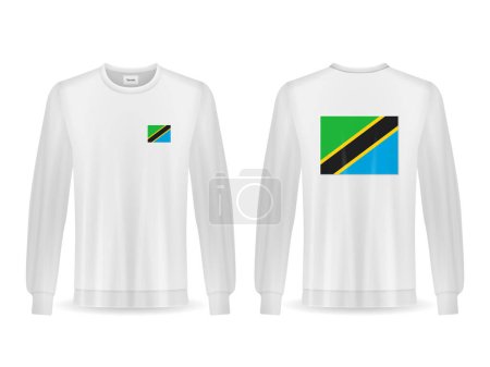 Illustration for Sweatshirt with Tanzania flag on a white background. Vector illustration. - Royalty Free Image