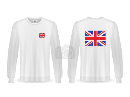 Téléchargez les illustrations : Sweat avec drapeau britannique sur fond blanc. Illustration vectorielle. - en licence libre de droit