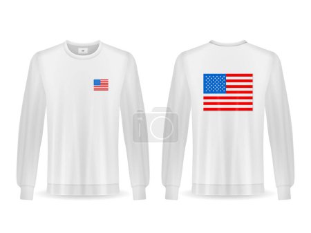 Téléchargez les illustrations : Sweat avec drapeau américain sur fond blanc. Illustration vectorielle. - en licence libre de droit