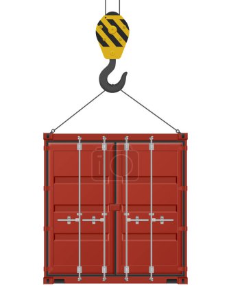 Illustration for Hooked cargo container on a white background. Vector illustration. - Royalty Free Image