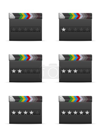 Ilustración de Clapperboard rating set on a white background. Vector illustration. - Imagen libre de derechos