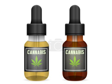 Téléchargez les illustrations : Flacon de cannabis médicinal sur fond blanc. - en licence libre de droit