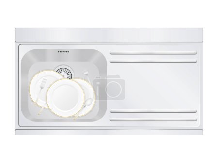 Illustration for Kitchen sink on a white background. Vector illustration. - Royalty Free Image