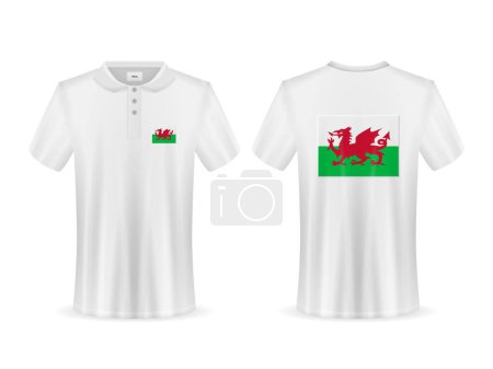 Illustration for Polo shirt with Wales flag on a white background. Vector illustration. - Royalty Free Image