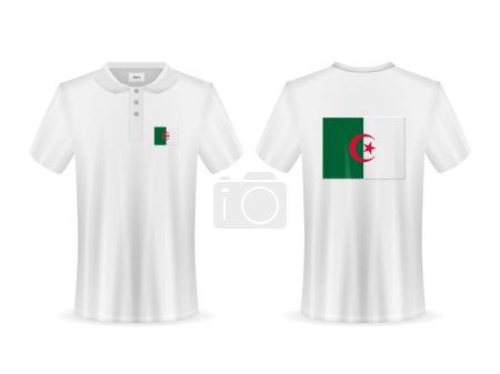 Illustration for Polo shirt with Algeria flag on a white background. Vector illustration. - Royalty Free Image
