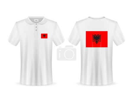 Illustration for Polo shirt with Albania flag on a white background. Vector illustration. - Royalty Free Image
