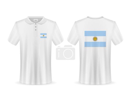 Ilustración de Polo con bandera argentina sobre fondo blanco. Ilustración vectorial. - Imagen libre de derechos