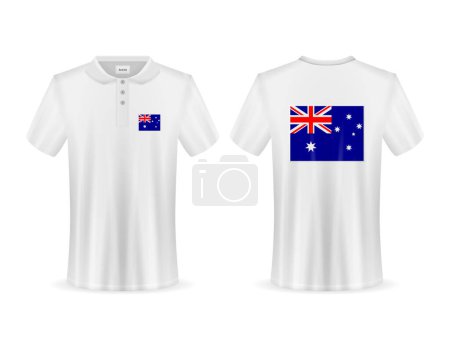 Illustration for Polo shirt with Australia flag on a white background. Vector illustration. - Royalty Free Image
