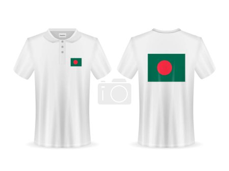 Téléchargez les illustrations : Polo avec drapeau du Bangladesh sur fond blanc. Illustration vectorielle. - en licence libre de droit
