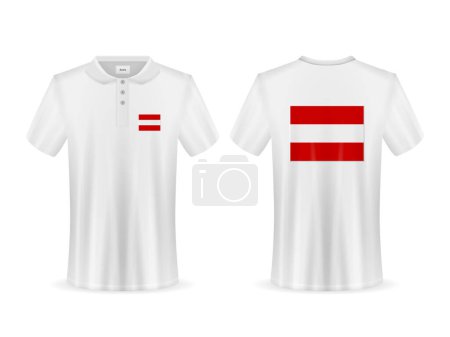 Téléchargez les illustrations : Polo avec drapeau autrichien sur fond blanc. Illustration vectorielle. - en licence libre de droit