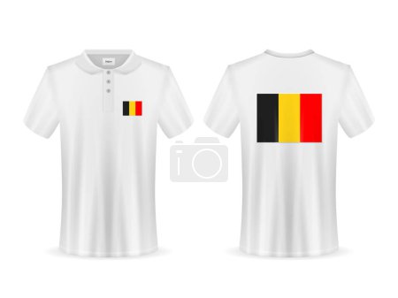 Illustration for Polo shirt with Belgium flag on a white background. Vector illustration. - Royalty Free Image