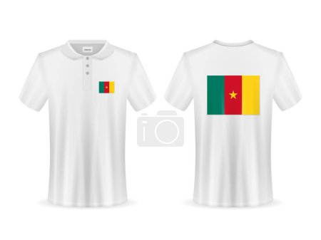 Ilustración de Polo con bandera de Camerún sobre fondo blanco. Ilustración vectorial. - Imagen libre de derechos