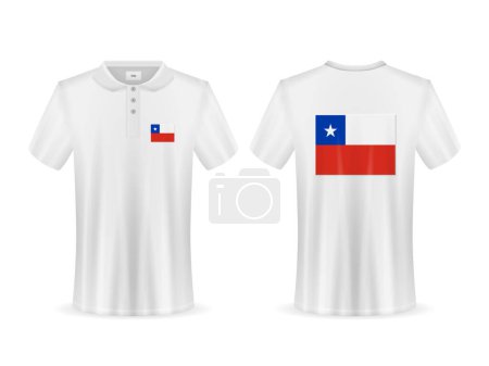 Illustration for Polo shirt with Chile flag on a white background. Vector illustration. - Royalty Free Image