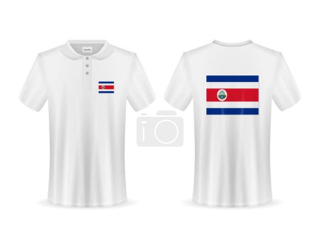 Ilustración de Polo con bandera de Costa Rica sobre fondo blanco. Ilustración vectorial. - Imagen libre de derechos