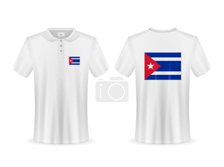 Ilustración de Polo con bandera de Cuba sobre fondo blanco. Ilustración vectorial. - Imagen libre de derechos