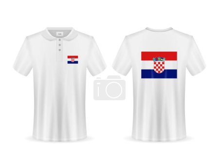 Téléchargez les illustrations : Polo avec drapeau croate sur fond blanc. Illustration vectorielle. - en licence libre de droit