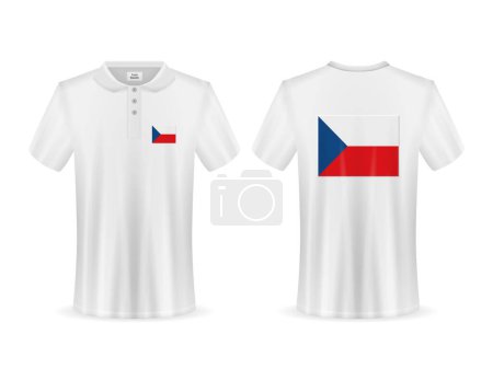 Illustration for Polo shirt with Czech Republic flag on a white background. Vector illustration. - Royalty Free Image