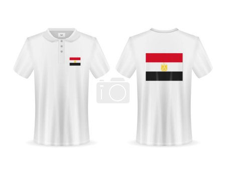 Téléchargez les illustrations : Polo avec drapeau égyptien sur fond blanc. Illustration vectorielle. - en licence libre de droit