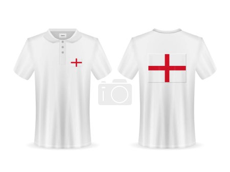 Illustration for Polo shirt with England flag on a white background. Vector illustration. - Royalty Free Image