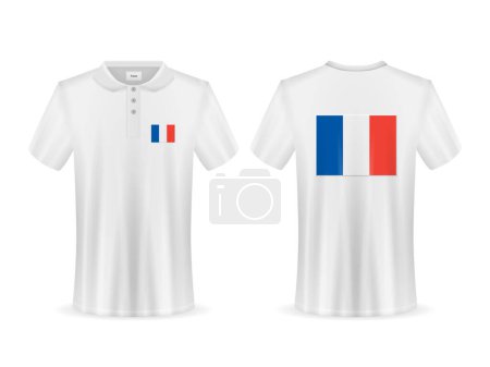 Ilustración de Polo con bandera de Francia sobre fondo blanco. Ilustración vectorial. - Imagen libre de derechos