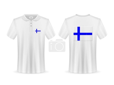 Ilustración de Polo con bandera de Finlandia sobre fondo blanco. Ilustración vectorial. - Imagen libre de derechos