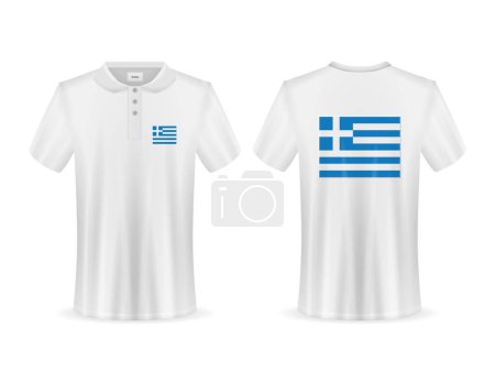 Téléchargez les illustrations : Polo avec drapeau grec sur fond blanc. Illustration vectorielle. - en licence libre de droit