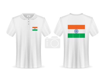 Ilustración de Polo con bandera de la India sobre fondo blanco. Ilustración vectorial. - Imagen libre de derechos