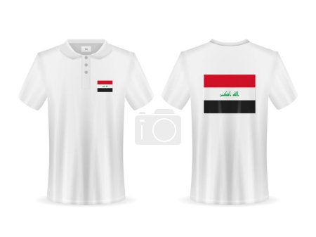 Ilustración de Polo con bandera de Irak sobre fondo blanco. Ilustración vectorial. - Imagen libre de derechos