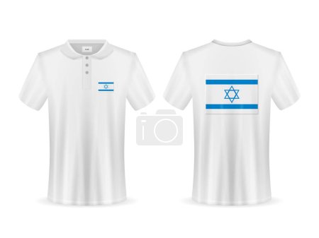 Téléchargez les illustrations : Polo avec drapeau israélien sur fond blanc. Illustration vectorielle. - en licence libre de droit