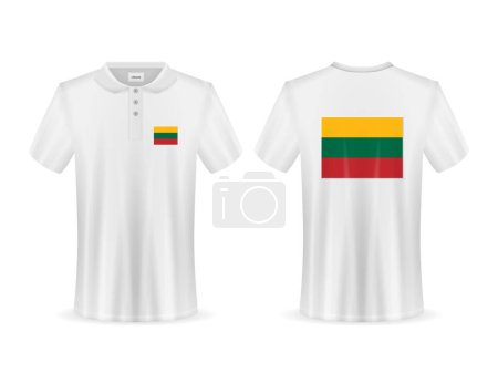 Téléchargez les illustrations : Polo avec drapeau de Lituanie sur fond blanc. Illustration vectorielle. - en licence libre de droit