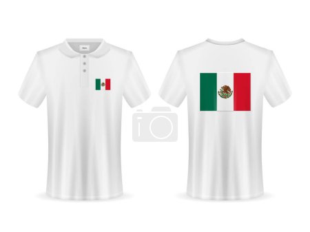 Ilustración de Polo con bandera de México sobre fondo blanco. Ilustración vectorial. - Imagen libre de derechos