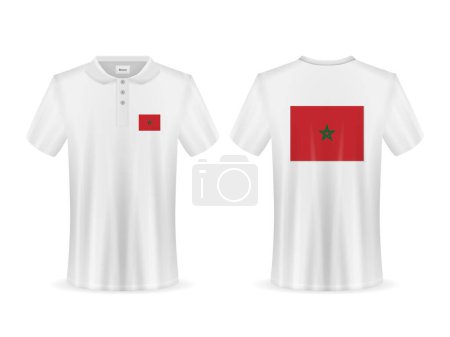 Illustration for Polo shirt with Morocco flag on a white background. Vector illustration. - Royalty Free Image
