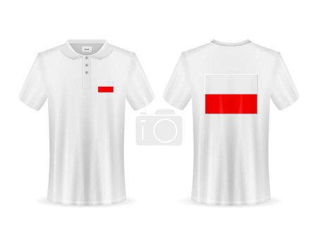 Ilustración de Polo con bandera de Polonia sobre fondo blanco. Ilustración vectorial. - Imagen libre de derechos