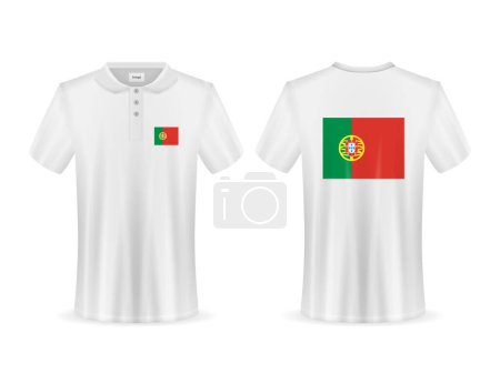 Ilustración de Polo con bandera de Portugal sobre fondo blanco. Ilustración vectorial. - Imagen libre de derechos