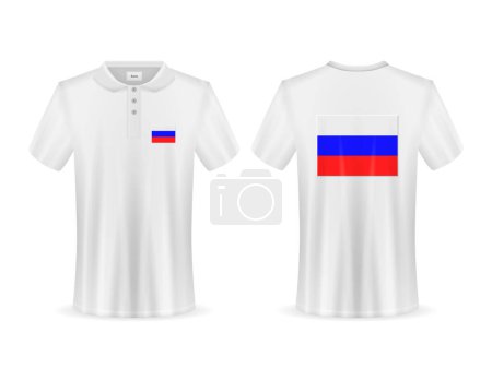 Illustration for Polo shirt with Russia flag on a white background. Vector illustration. - Royalty Free Image
