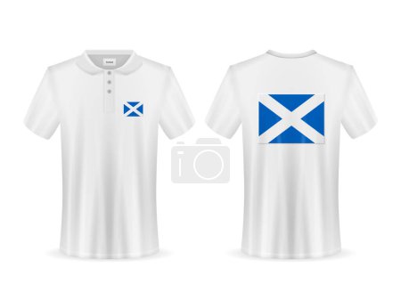 Téléchargez les illustrations : Polo avec drapeau écossais sur fond blanc. Illustration vectorielle. - en licence libre de droit