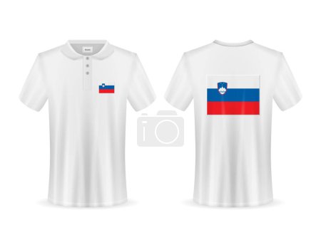 Illustration for Polo shirt with Slovenia flag on a white background. Vector illustration. - Royalty Free Image