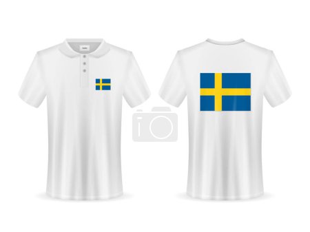 Ilustración de Polo con bandera de Suecia sobre fondo blanco. Ilustración vectorial. - Imagen libre de derechos