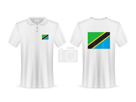 Illustration for Polo shirt with Tanzania flag on a white background. Vector illustration. - Royalty Free Image